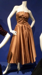 Hardy Amies, copper satin cocktail dress, 1952