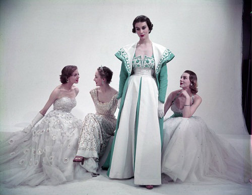 Models wearing Norman Hartnell for Vogue, 1953. Photographed by Norman Parkinson