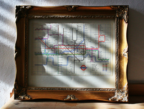 Framed 1957 London Underground map